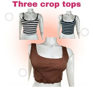 Bundle of three Rib-Knit Striped Crop Cami Top one FOREVER 21 and two from SHEIN